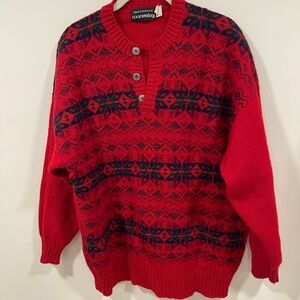 Waverly Red and Black Patterned Crewneck Sweater